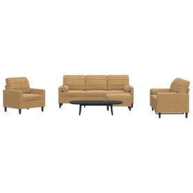 Juego de sofás con cojines 4 piezas terciopelo marrón de , Sofás - Ref: Foro24-3278388, Precio: 756,00 €, Descuento: %