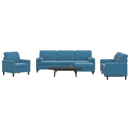 Juego de sofás con cojines 4 piezas terciopelo azul de , Sofás - Ref: Foro24-3278470, Precio: 841,62 €, Descuento: %