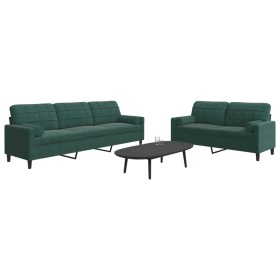 Juego de sofás con cojines 2 piezas terciopelo verde oscuro de , Sofás - Ref: Foro24-3278493, Precio: 613,66 €, Descuento: %