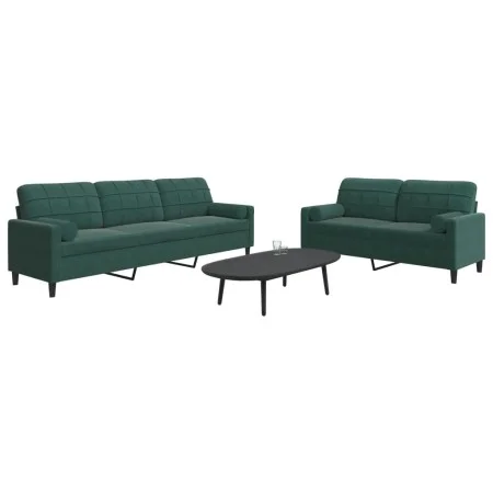Juego de sofás con cojines 2 piezas terciopelo verde oscuro de , Sofás - Ref: Foro24-3278493, Precio: 603,09 €, Descuento: %