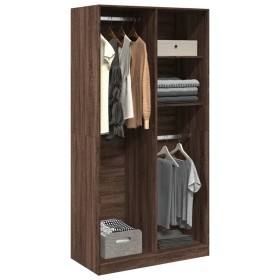 Armario madera contrachapada color roble marrón 100x50x200 cm de , Armarios roperos - Ref: Foro24-3307771, Precio: 166,87 €, ...