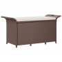 Banco de jardín con cojín ratán sintético marrón 116x46x57 cm de , Bancos de jardín - Ref: Foro24-363419, Precio: 114,76 €, D...