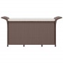 Banco de jardín con cojín ratán sintético marrón 116x46x57 cm de , Bancos de jardín - Ref: Foro24-363419, Precio: 114,76 €, D...