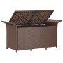 Banco de jardín con cojín ratán sintético marrón 116x46x57 cm de , Bancos de jardín - Ref: Foro24-363419, Precio: 114,76 €, D...