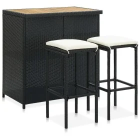 Set de mesa y sillas de bar jardín 3 pzas ratán sintético negro de vidaXL, muebles para cocinas y comedores - Ref: Foro24-313...