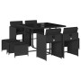 Set de comedor de jardín 9 pzas y cojines ratán sintético negro de , Conjuntos de jardín - Ref: Foro24-3211135, Precio: 357,4...