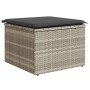 Taburete jardín con cojín ratán sintético gris claro 55x55x37cm de , Otomanas de exterior - Ref: Foro24-366181, Precio: 63,11...