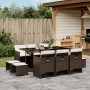 Set comedor de jardín 11 pzas y cojines ratán sintético marrón de , Conjuntos de jardín - Ref: Foro24-3210609, Precio: 564,71...