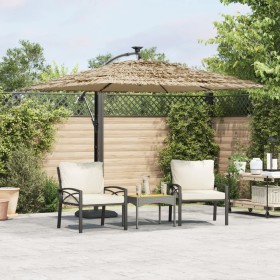 Sombrilla de jardín con LEDs poste acero marrón 246x246x230 cm de , Sombrillas - Ref: Foro24-4005086, Precio: 214,81 €, Descu...