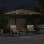 Sombrilla de jardín con LEDs poste acero marrón 246x246x230 cm de , Sombrillas - Ref: Foro24-4005086, Precio: 214,81 €, Descu...