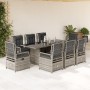 Set comedor jardín 9 pzas y cojines ratán sintético gris de , Conjuntos de jardín - Ref: Foro24-3262929, Precio: 978,97 €, De...