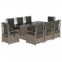 Set comedor jardín 9 pzas y cojines ratán sintético gris de , Conjuntos de jardín - Ref: Foro24-3262929, Precio: 978,97 €, De...