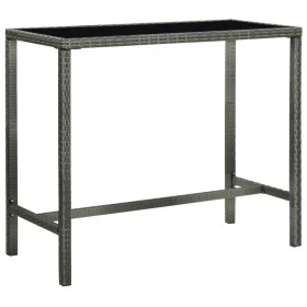 Mesa alta de jardín ratán sintético y vidrio gris 130x60x110cm de vidaXL, Mesas de jardín - Ref: Foro24-313462, Precio: 116,8...