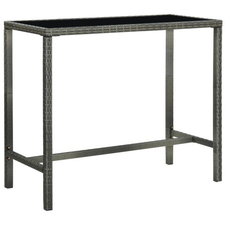 Mesa alta de jardín ratán sintético y vidrio gris 130x60x110cm de vidaXL, Mesas de jardín - Ref: Foro24-313462, Precio: 118,0...