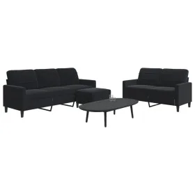 Juego de sofás con cojines 3 piezas terciopelo negro de , Sofás - Ref: Foro24-3278406, Precio: 521,93 €, Descuento: %