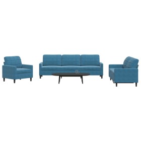 Juego de sofás con cojines 4 piezas terciopelo azul de , Sofás - Ref: Foro24-3278450, Precio: 802,11 €, Descuento: %
