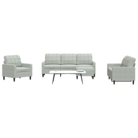 Juego de sofás con cojines 4 piezas terciopelo gris claro de , Sofás - Ref: Foro24-3278361, Precio: 618,37 €, Descuento: %