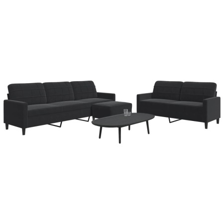 Juego de sofás con cojines 3 piezas terciopelo negro de , Sofás - Ref: Foro24-3278486, Precio: 522,09 €, Descuento: %
