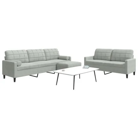 Juego de sofás con cojines 3 piezas terciopelo gris claro de , Sofás - Ref: Foro24-3278501, Precio: 552,95 €, Descuento: %