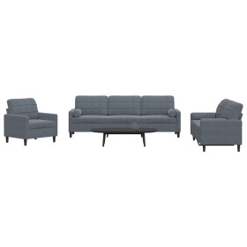 Juego de sofás con cojines 3 piezas terciopelo gris oscuro de , Sofás - Ref: Foro24-3278452, Precio: 611,87 €, Descuento: %