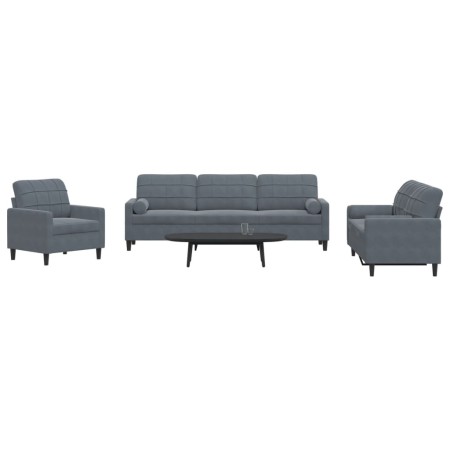 Juego de sofás con cojines 3 piezas terciopelo gris oscuro de , Sofás - Ref: Foro24-3278452, Precio: 611,87 €, Descuento: %