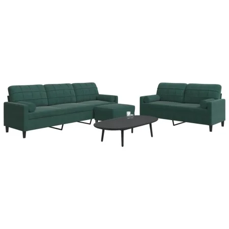 Juego de sofás con cojines 3 piezas terciopelo verde oscuro by , Sofas - Ref: Foro24-3278503, Price: 640,94 €, Discount: %