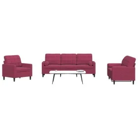 Juego de sofás con cojines 3 piezas terciopelo rojo tinto de , Sofás - Ref: Foro24-3278375, Precio: 654,74 €, Descuento: %