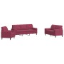 Juego de sofás con cojines 3 piezas terciopelo rojo tinto de , Sofás - Ref: Foro24-3278375, Precio: 665,75 €, Descuento: %