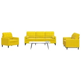 Juego de sofás con cojines 3 piezas terciopelo amarillo de , Sofás - Ref: Foro24-3278377, Precio: 683,48 €, Descuento: %