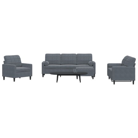 Juego de sofás con cojines 4 piezas terciopelo gris oscuro de , Sofás - Ref: Foro24-3278382, Precio: 662,08 €, Descuento: %