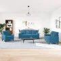 Juego de sofás con cojines 3 piezas terciopelo azul by , Sofas - Ref: Foro24-3278380, Price: 730,99 €, Discount: %