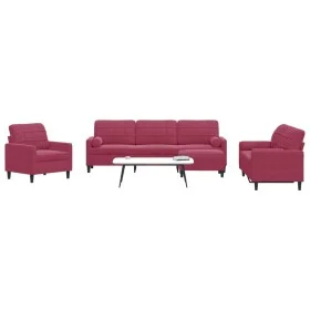 Sofagarnitur mit 4-teiligen Kissen aus bordeauxrotem Samt. von , Sofas - Ref: Foro24-3278465, Preis: 725,08 €, Rabatt: %