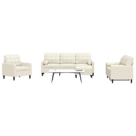 Juego de sofás con cojines 4 piezas terciopelo crema de , Sofás - Ref: Foro24-3278389, Precio: 781,22 €, Descuento: %