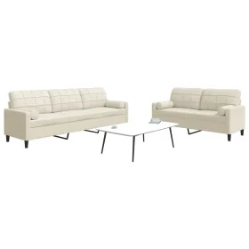 Juego de sofás con cojines 2 piezas terciopelo crema de , Sofás - Ref: Foro24-3278499, Precio: 588,96 €, Descuento: %
