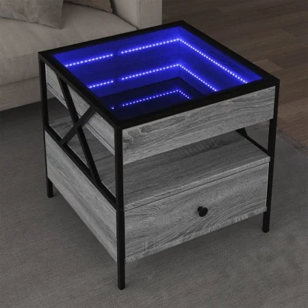 Mesa de centro con Infinity LED gris Sonoma 50x50x51 cm by , Coffee table - Ref: Foro24-847715, Price: 88,49 €, Discount: %