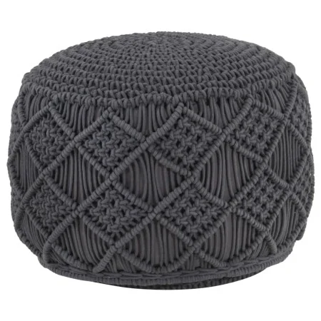 Handmade macramé pouf in anthracite gray cotton, 45x30 cm by , Ottomans - Ref: Foro24-324004, Price: 68,82 €, Discount: %