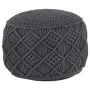 Handmade macramé pouf in anthracite gray cotton, 45x30 cm by , Ottomans - Ref: Foro24-324004, Price: 68,82 €, Discount: %