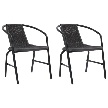 Sillas de jardín 2 unidades ratán plástico y acero 110 kg de vidaXL, Sillas de jardín - Ref: Foro24-312494, Precio: 86,58 €, ...
