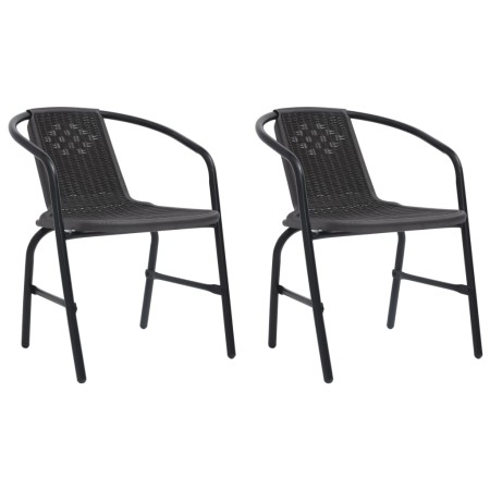 Sillas de jardín 2 unidades ratán plástico y acero 110 kg de vidaXL, Sillas de jardín - Ref: Foro24-312494, Precio: 77,26 €, ...