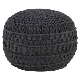 Puf de macramé hecho a mano algodón gris antracita 45x30 cm de , Otomanas - Ref: Foro24-324006, Precio: 71,66 €, Descuento: %