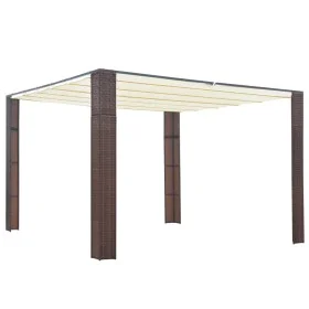 Cenador con techo ratán sintético 300x300x200 cm marrón y crema de , Carpas y cenadores - Ref: Foro24-44816, Precio: 332,44 €...