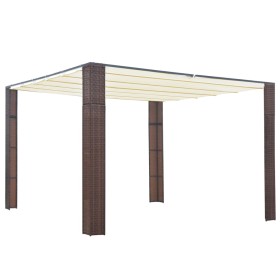 Cenador con techo ratán sintético 300x300x200 cm marrón y crema de , Carpas y cenadores - Ref: Foro24-44816, Precio: 315,42 €...