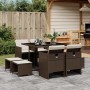 Set comedor para jardín 9 pzas y cojines ratán sintético marrón de , Conjuntos de jardín - Ref: Foro24-3210597, Precio: 408,5...