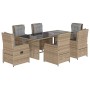 Set comedor de jardín 7 pzas con cojines ratán sintético beige de , Conjuntos de jardín - Ref: Foro24-3262787, Precio: 811,87...