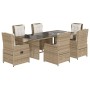 Set comedor de jardín 7 pzas con cojines ratán sintético beige de , Conjuntos de jardín - Ref: Foro24-3262791, Precio: 868,33...