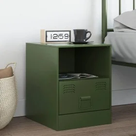 Bedside table in olive green steel, 34.5x39x44 cm by , Nightstands - Ref: Foro24-841759, Price: 48,63 €, Discount: %