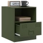 Mesita de noche acero verde oliva 34,5x39x44 cm de , Mesitas de noche - Ref: Foro24-841759, Precio: 49,76 €, Descuento: %