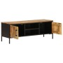 Mueble de TV madera maciza de mango rugosa 110x35x40 cm de , Almacenamiento para CD y DVD - Ref: Foro24-376043, Precio: 212,9...