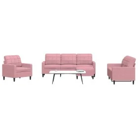 Juego de sofás con cojines 4 piezas terciopelo rosa de , Sofás - Ref: Foro24-3278364, Precio: 746,98 €, Descuento: %