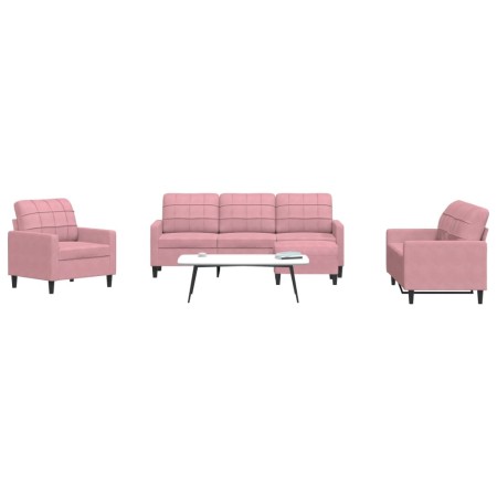 Juego de sofás con cojines 4 piezas terciopelo rosa de , Sofás - Ref: Foro24-3278364, Precio: 761,31 €, Descuento: %